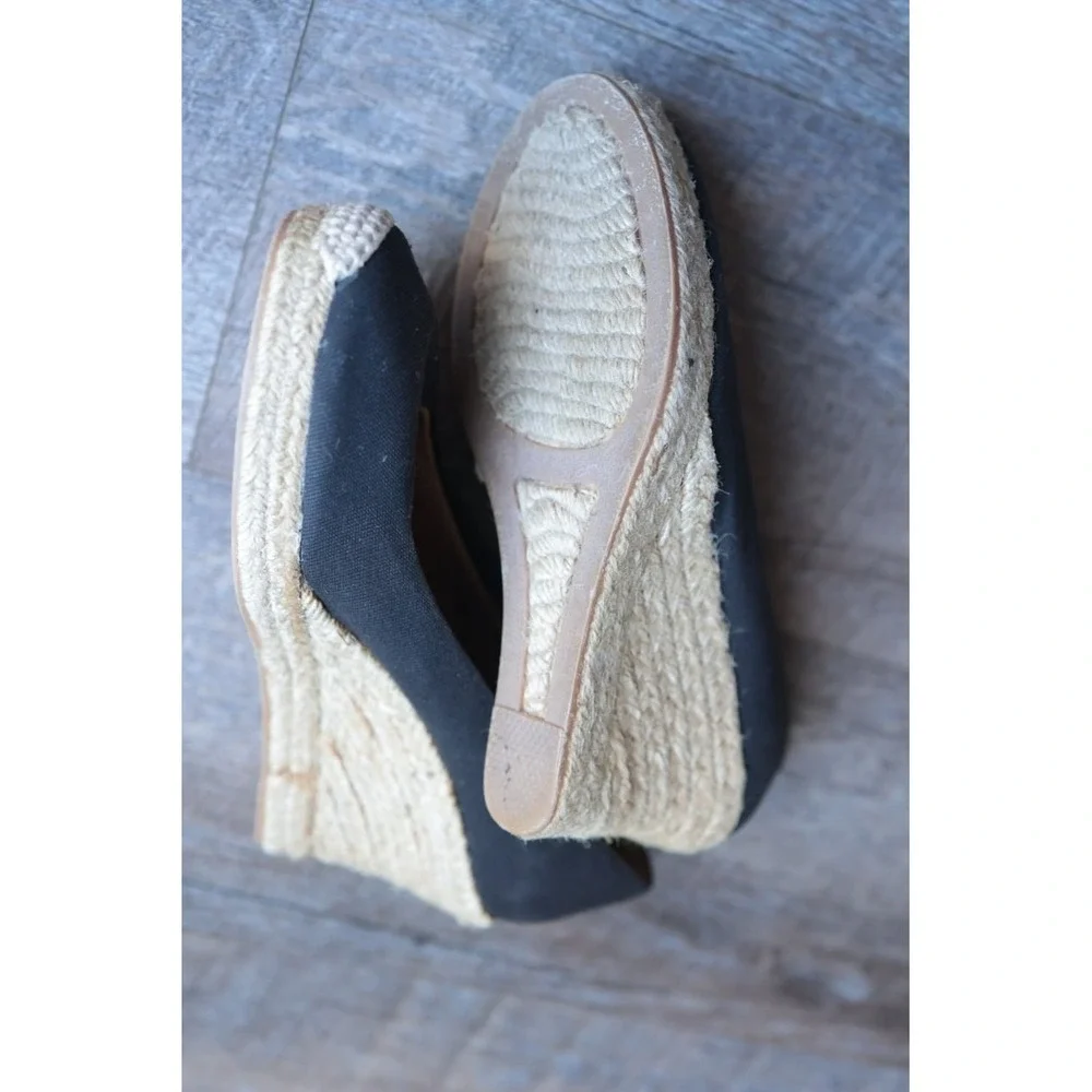 J.Crew Seville Black Canvas Closed Toe Espadrille Wedge Heels Size 7.5